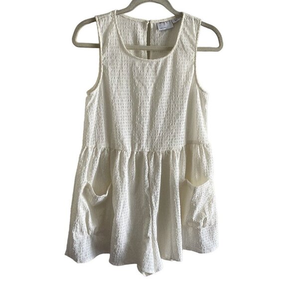 ASOS Pants - ASOS Women SZ US 2 Ivory Sleeveless Baby Doll Style Pocketed Shorts Romper